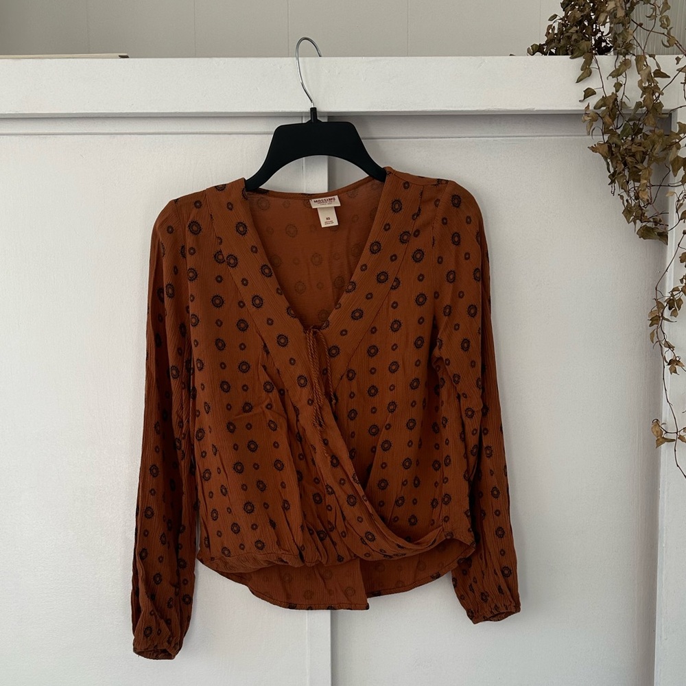 Burnt Orange & Black Blouse